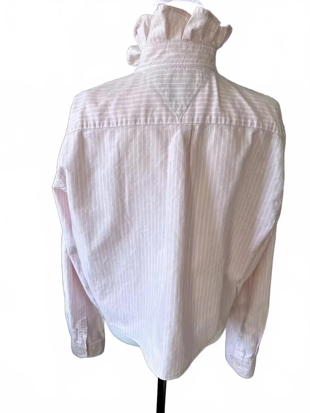 Tommy Hilfiger Pink Striped Ruffle Collar Button-Up Shirt - Picture 4 of 10